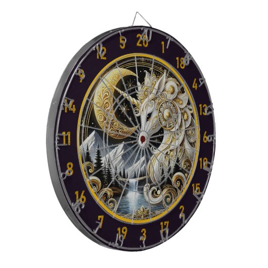 Golden Moon Frames White Unicorn's Grace Dartscheibe (Vorderseite Links)