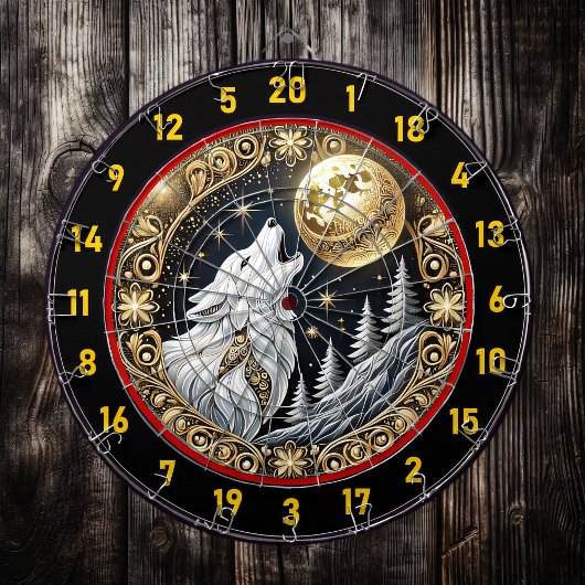 Golden Moon Highlights Wolfs "Fierce Call" Dartscheibe