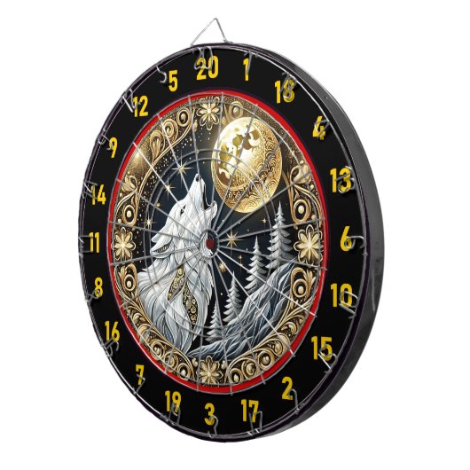 Golden Moon Highlights Wolfs "Fierce Call" Dartscheibe (Vorderseite rechts)