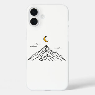 "Golden Moon & Peaks" Minimalist iPhone 16 Plus Hülle