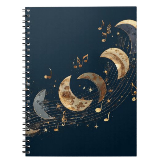 Golden Moon Phases Melody-Notebook Notizblock (Vorderseite)