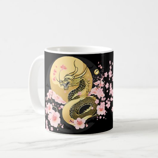 Golden Moon Sakura Dragon Kaffeetasse (Vorderseite Links)