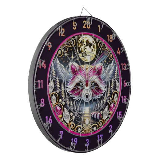 Golden Moon Shines auf dem rosa Raccoon Dartscheibe (Vorderseite Links)
