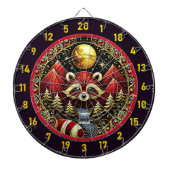Golden Moon Shines auf dem Roten Raccoon Dartscheibe (vorne)