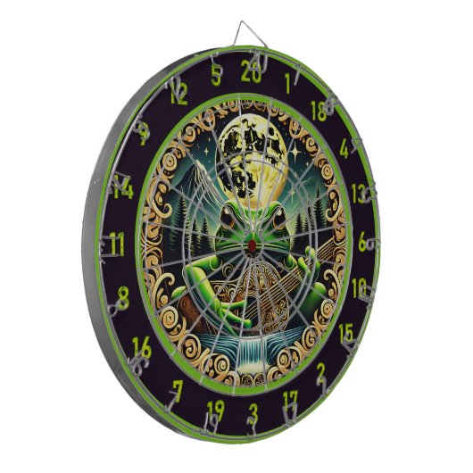 Golden Moon Watches Frog Play Guitar Dartscheibe (Vorderseite Links)