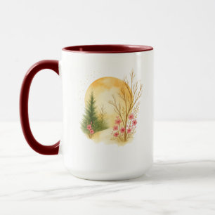Golden Moon Winter Floral Art Combo Tasse