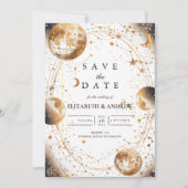 Golden Moonlit Celestial Wedding Save The Date (Vorderseite)