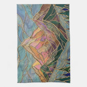 Golden Mountain Peaks Forest Stained Glass Art Geschirrtuch (Vertikal)