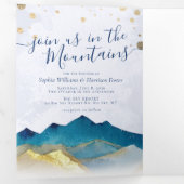 Golden Mountains Fotomotiv Hochzeit Dreifach Gefaltete Einladung (Innen Erste Seite)