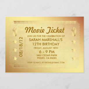 Golden Movie Ticket Einladung