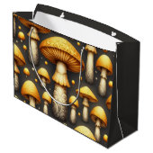 Golden Mushrooms Große Geschenktüte (Rückseite Schrägansicht)