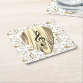 Golden Music Pick – Treble Clef Art Rechteckiger Pappuntersetzer (angewinkelt)