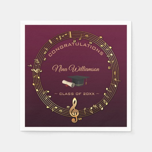 Golden Music Treble Clef und Cap Serviette (Vorderseite)