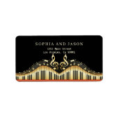 Golden Musical Notes Adressaufkleber (Vorne)