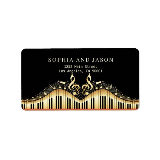 Golden Musical Notes Adressaufkleber (Vorne)