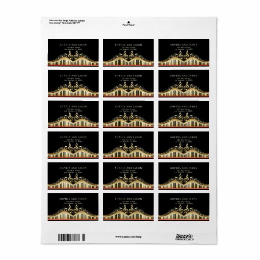 Golden Musical Notes Adressaufkleber (Vorne)