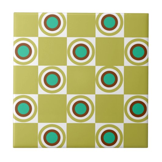 Golden Mustard Diner Dots Fliese (Vorderseite)