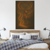 Golden Mystic Deer – Fine Art Collection   Leinwanddruck (Insitu (Schlafzimmer))