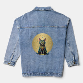 Golden Mystical Cat Denim Jacket Jeansjacke