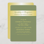 Golden n Sage Zeremonie Probe Dinner Einladung (Vorne/Hinten)