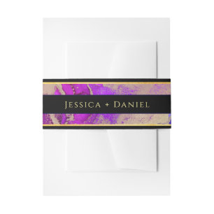 Golden Named Black Lila Pink Wedding Einladungsbanderole