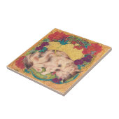 Golden Nap: Feline Serenity in Bloom Fliese (Seite)