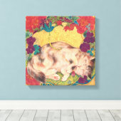Golden Nap: Feline Serenity in Bloom Leinwanddruck (Insitu (Holzboden))