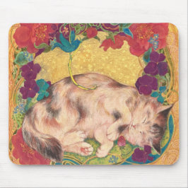 Golden Nap: Feline Serenity in Bloom Mousepad