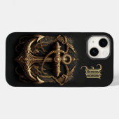 Golden Nautical Anchor Monogram Case-Mate iPhone C Case-Mate iPhone Hülle (Rückseite (Horizontal))