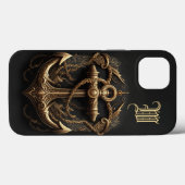 Golden Nautical Anchor Monogram Case-Mate iPhone Hülle (Rückseite (Horizontal))