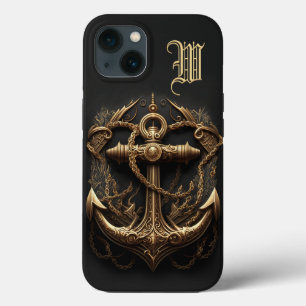 Golden Nautical Anchor Monogram Case-Mate iPhone Hülle