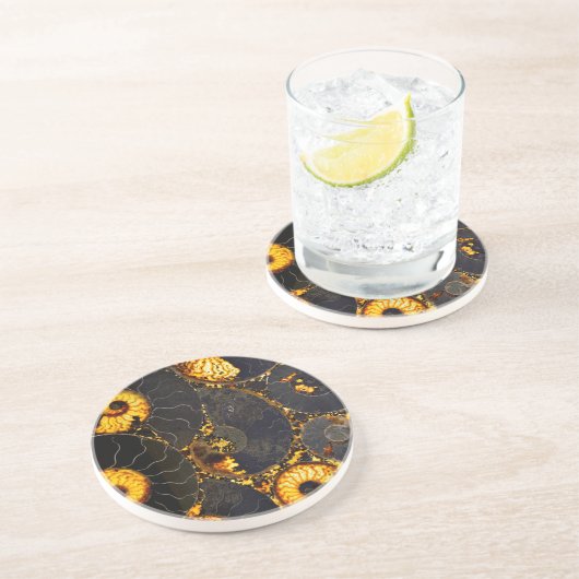 Golden Nautilus Sandstein Untersetzer (Seite)