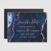Golden Navy Blue Agate Save the Date Magnetkarte (Vorne/Hinten)