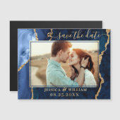 Golden Navy Blue Agate Save the Date Magnetkarte (Vorne/Hinten)