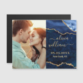 Golden Navy Blue Agate Save the Date Magnetkarte (Vorne/Hinten)