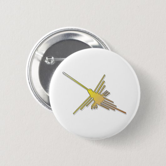 Golden Nazca Lines Hummingbird Button (Vorne & Hinten)