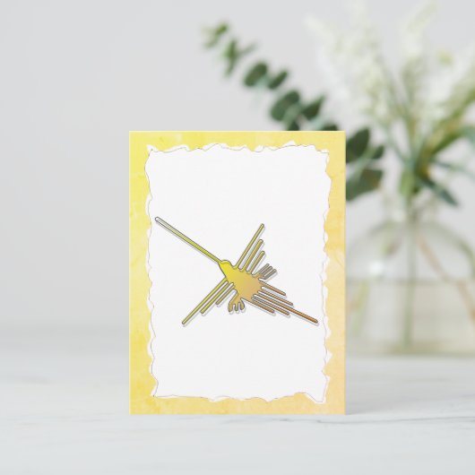 Golden Nazca Lines Hummingbird Old Torn Paper Postkarte (Stehend Vorderseite)