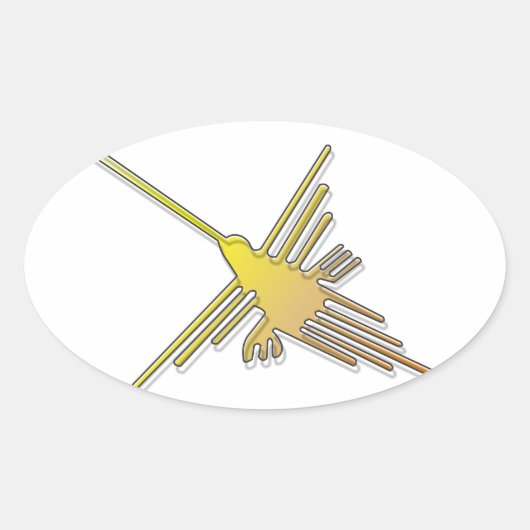 Golden Nazca Lines Hummingbird Ovaler Aufkleber (Vorderseite)