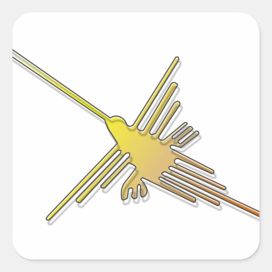 Golden Nazca Lines Hummingbird Quadratischer Aufkleber (Vorderseite)