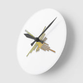 Golden Nazca Lines Hummingbird Runde Wanduhr (Winkel)
