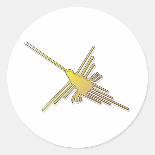 Golden Nazca Lines Hummingbird Runder Aufkleber (Vorderseite)