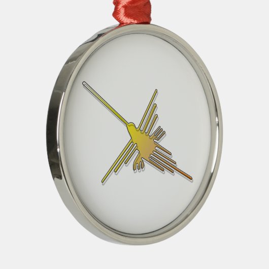 Golden Nazca Lines Hummingbird Silbernes Ornament (Rechts)