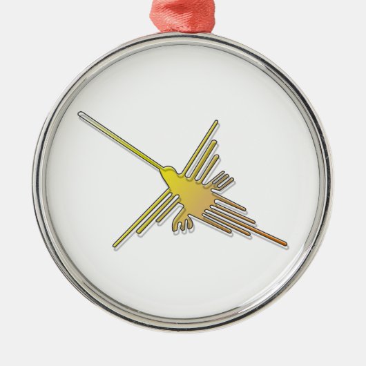 Golden Nazca Lines Hummingbird Silbernes Ornament (Vorne)
