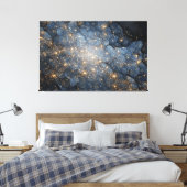 Golden Nebula Sparkles Midnight Blue Cosmos Leinwanddruck (Insitu (Schlafzimmer))