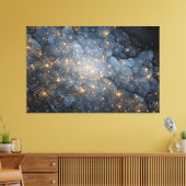 Golden Nebula Sparkles Midnight Blue Cosmos Leinwanddruck (Insitu (Wohnzimmer))