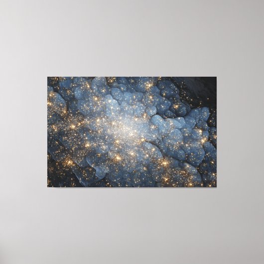 Golden Nebula Sparkles Midnight Blue Cosmos Leinwanddruck (Vorderseite)