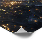 Golden Nebula Sparkles Midnight Blue Cosmos Poster (Ecke)