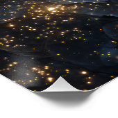 Golden Nebula Sparkles Midnight Blue Cosmos Poster (Ecke)