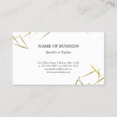 Golden Needles White | Eleganter Mode-Designer Visitenkarte (Rückseite)