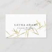 Golden Needles White | Eleganter Mode-Designer Visitenkarte (Vorderseite)